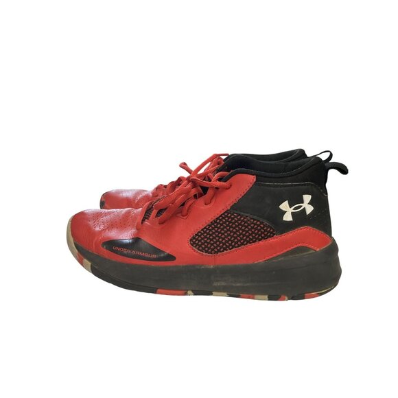 Under Armour 3023533 Lockdown 5 Youth size 5Y Red Black Mesh Basketball sneakers - Picture 3 of 8